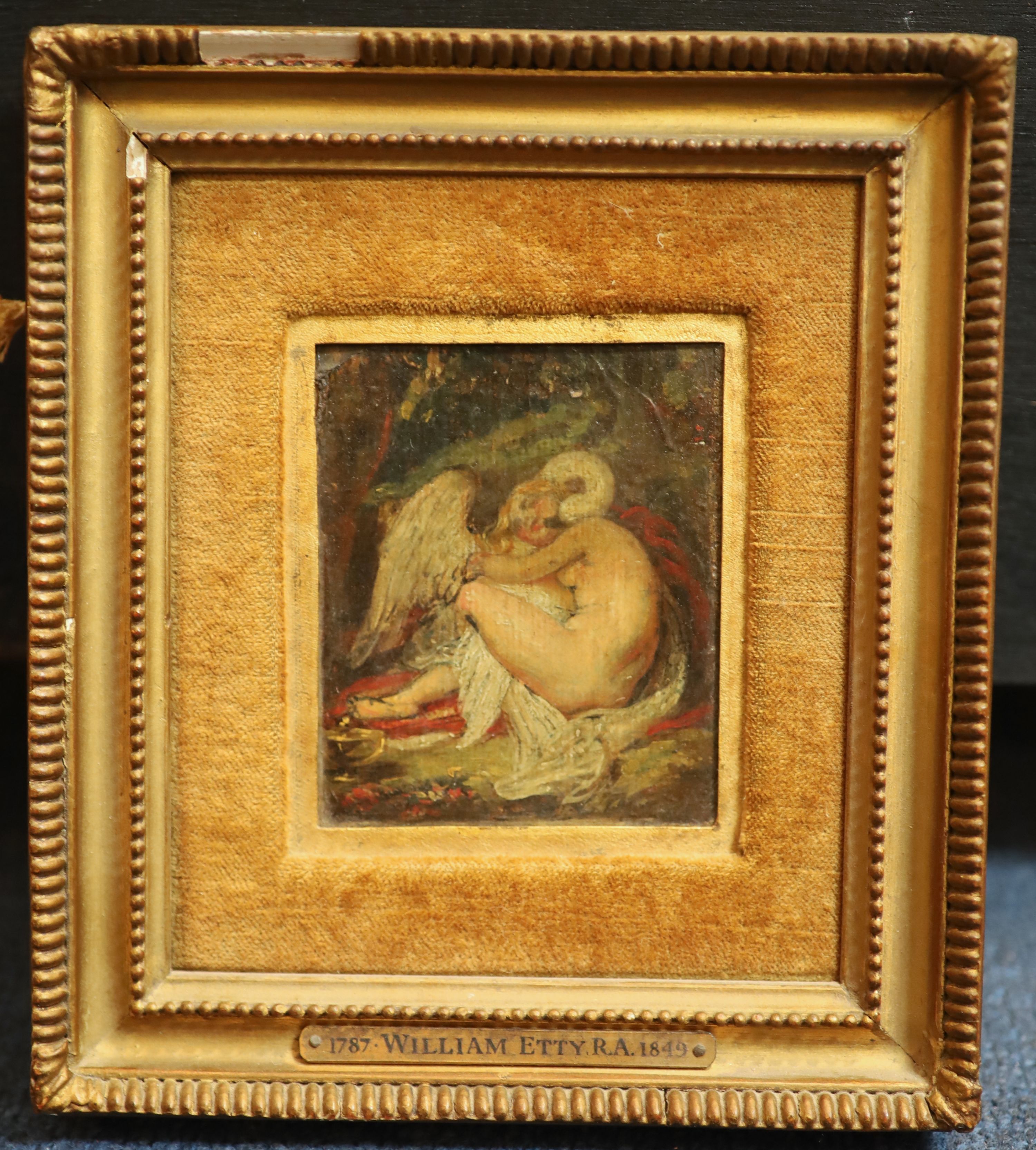 Circle of William Etty (1787-1849) Leda and the Swan 3.75 x 3in.